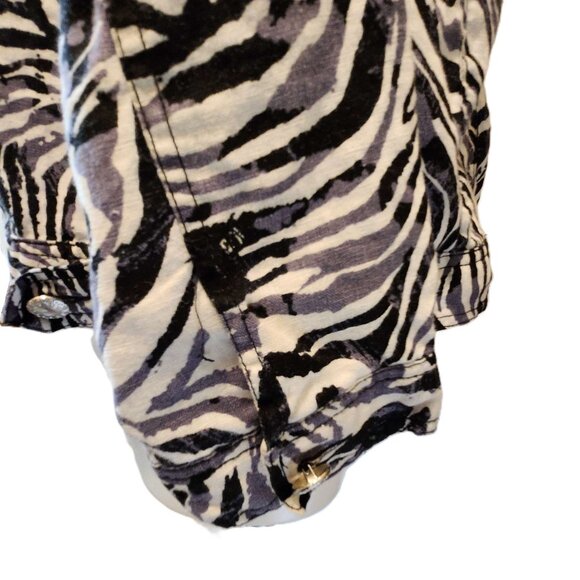 ❤️ 4/$20 Lucy & Laurel Woman jacket Zebra stripe Women's 2X button-up 100% linen - Picture 4 of 11